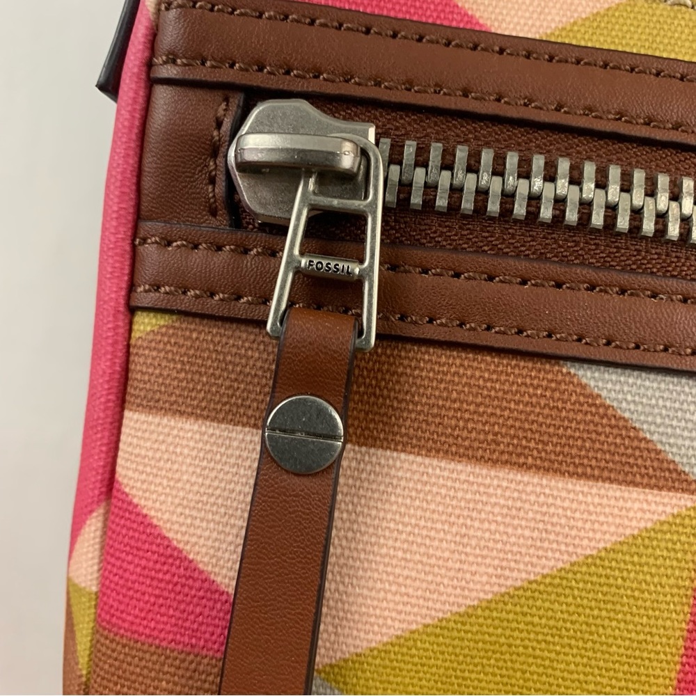 FOSSIL Issue 1954 Crossbody Bag Purse PVC Coated Geometrical Design Gray - Picture 8 of 11
